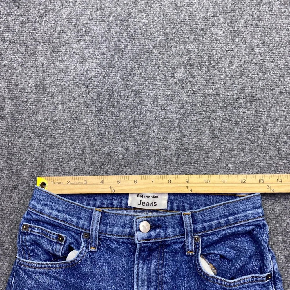 Reformation Jeans Liza High Straight Newport Wash Blue Denim Size 26 Grunge